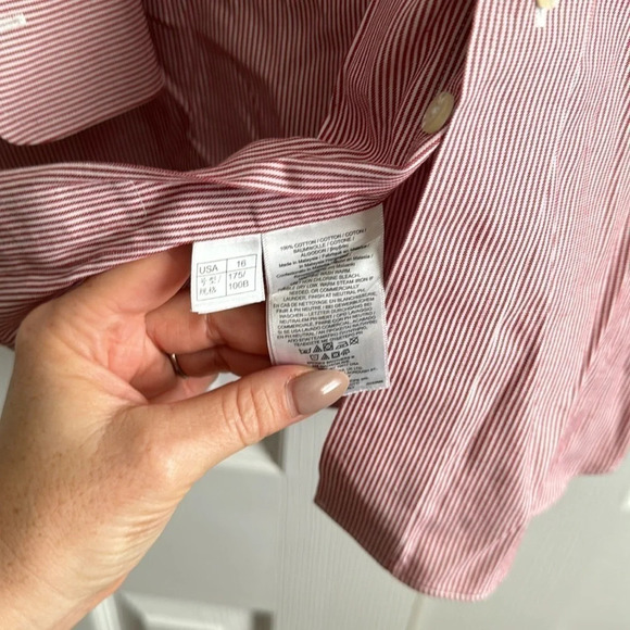 Brooks Brothers Mens 32 (Neck 16) Red and White Strip Button Down - Picture 3 of 4